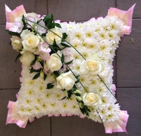 Baby Pink and White Cushion