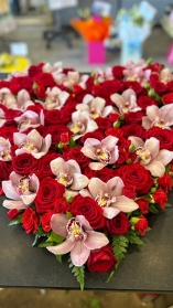 Luxury Red Rose & Orchid Heart