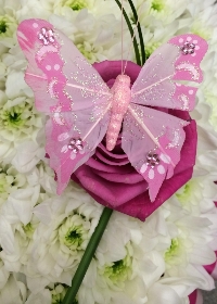 Traditional Pink and White Butterfly Heart