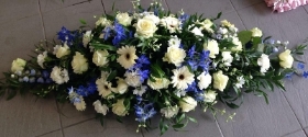 Blue and White Casket Spray