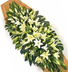 White Lilly Coffin Spray