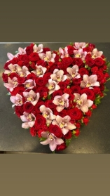 Luxury Red Rose & Orchid Heart