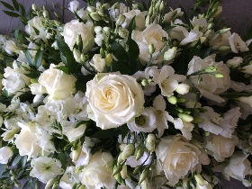 White Garden Casket Spray