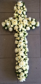 Elegant White Rose Cross