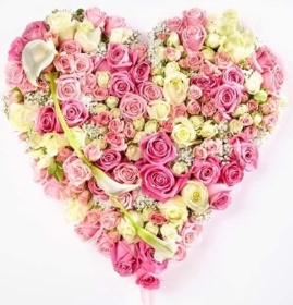 Pink Rose and Calla Lilly Heart