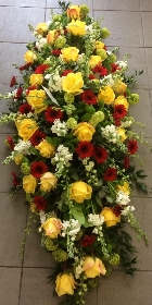 Yellow rose garden coffin spray