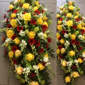 Yellow rose garden coffin spray