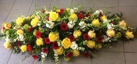 Yellow rose garden coffin spray