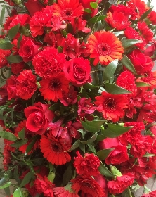 Red Rose and Red Gerbera Casket Spray