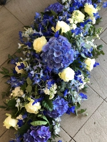 Blue Hygrangea Casket Spray